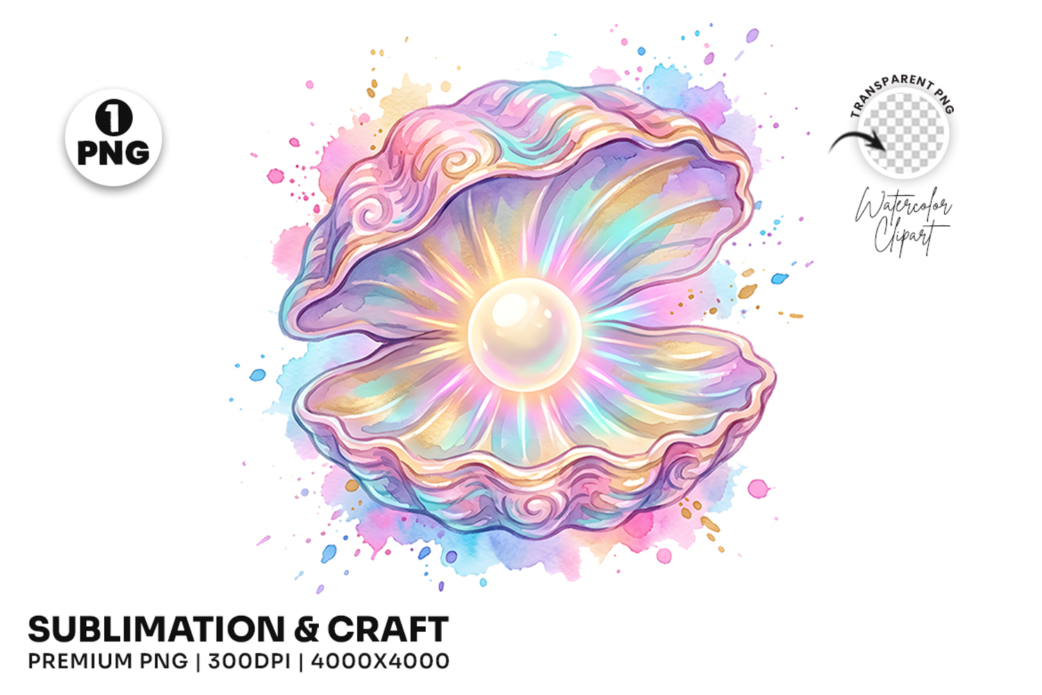 mermaid png, seashell clipart, pearl shell, beach png, watercolor shell, ocean design, fantasy clipart, summer png, coastal art, sublimation png