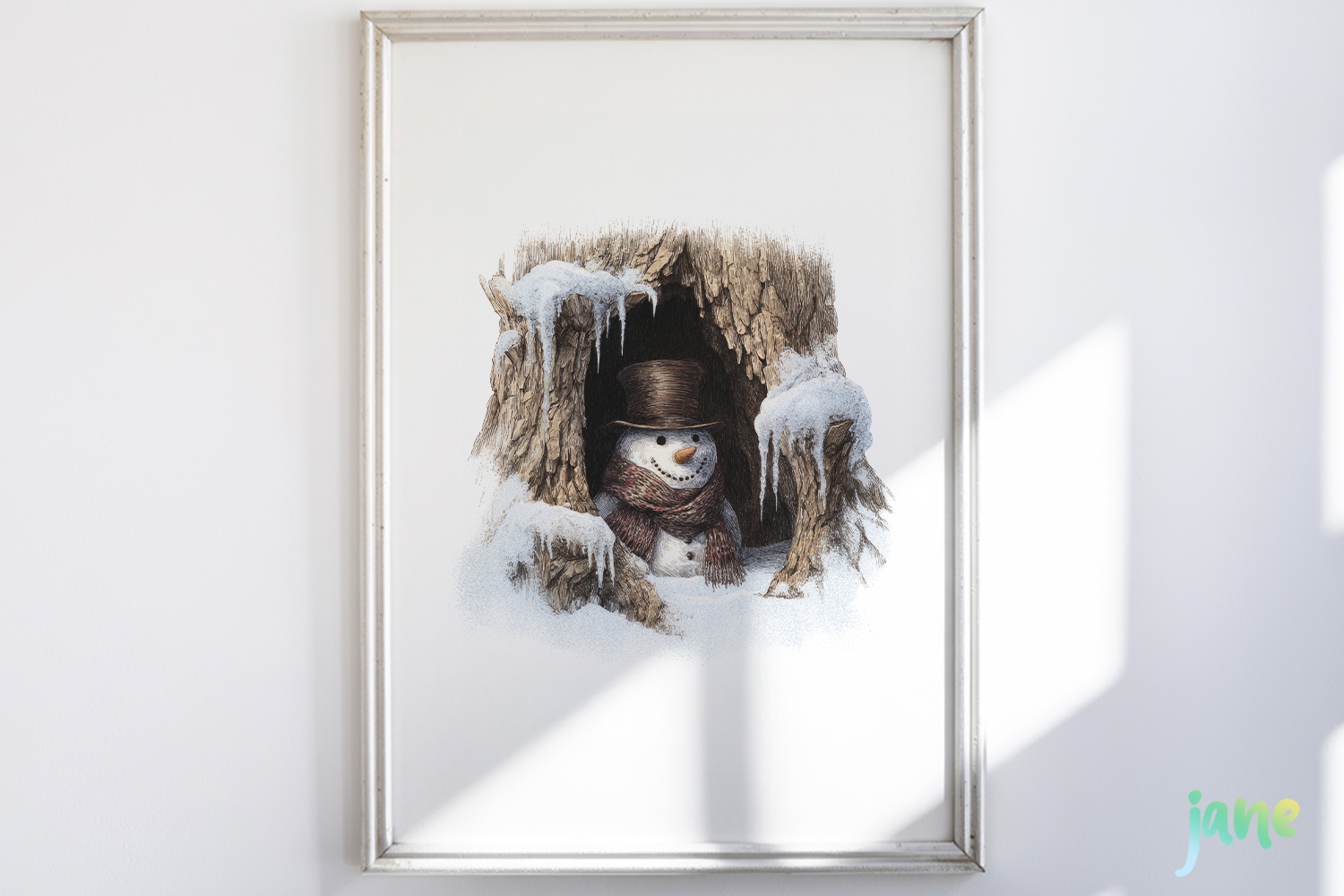 Watercolor Peeking Christmas Snowman product image 1