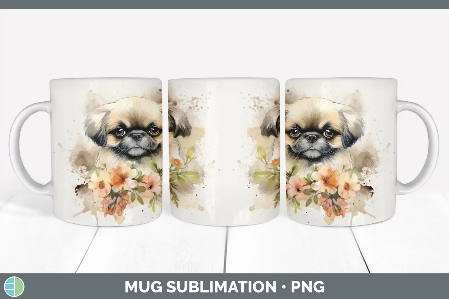 GorgeousWild Flowers Pekingese Mug Wrap design.