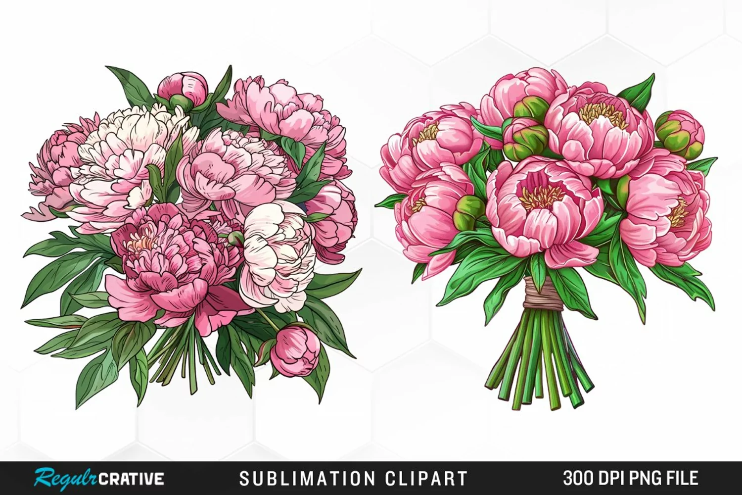 Watercolor Peony Bouquet Clipart product image 1