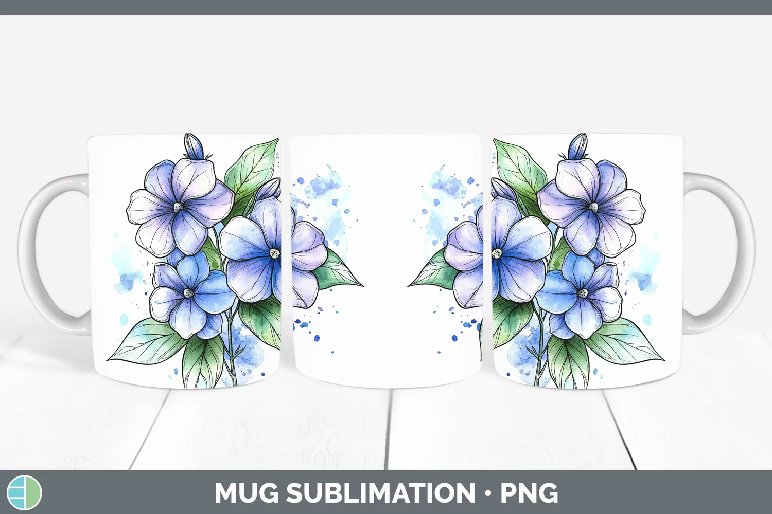 GorgeousWatercolor Mug Wrap design.