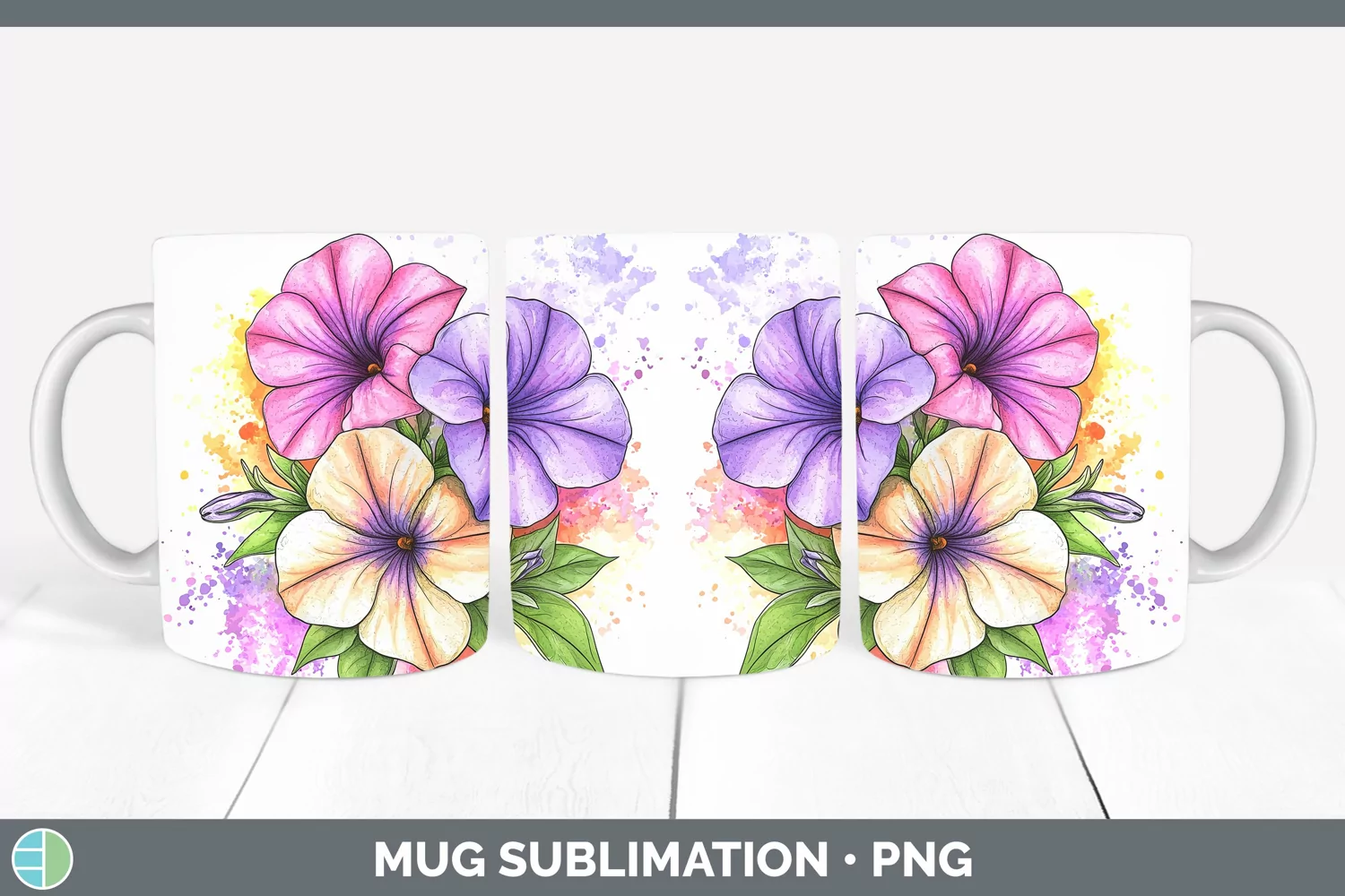 GorgeousWatercolor Mug Wrap design.