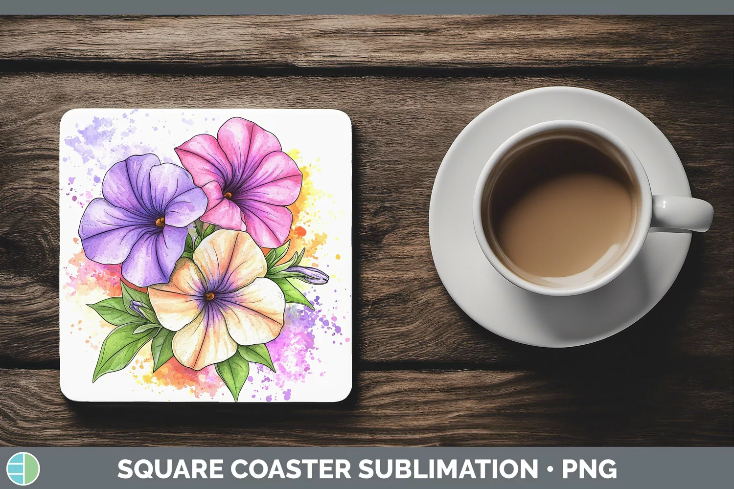GorgeousWatercolor Square Coaster design.