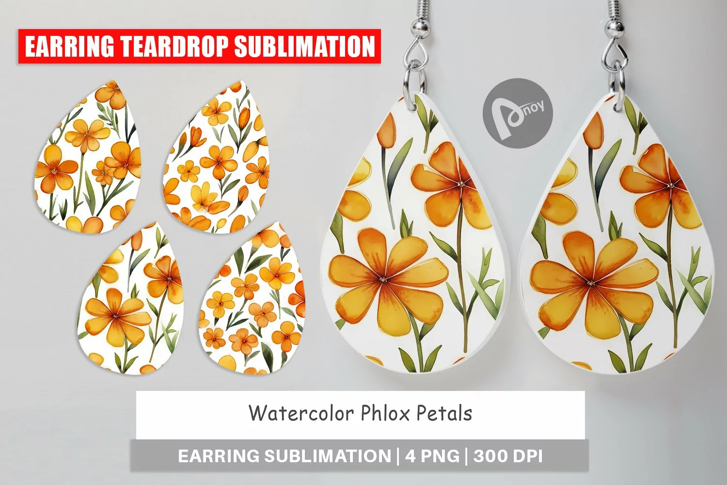 Earring Teardrop Watercolor Phlox Petals product image 1