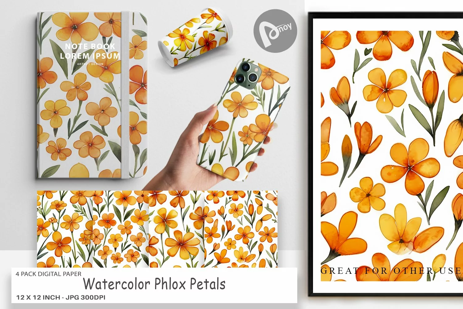 Digital Paper Watercolor Phlox Petals product image 1