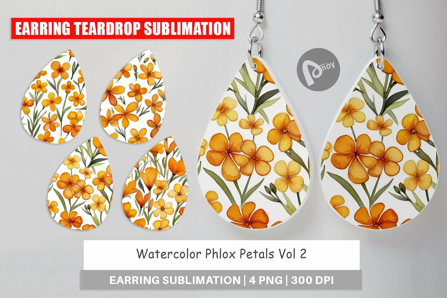 Earring Teardrop Watercolor Phlox Petals product image 1