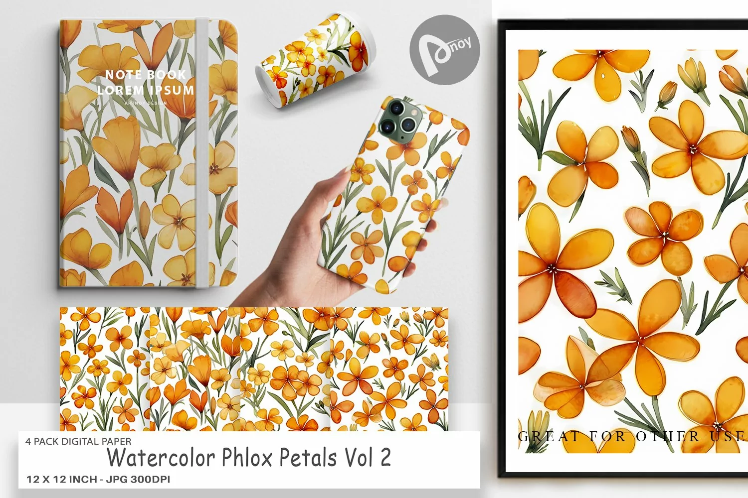 Digital Paper Watercolor Phlox Petals product image 1