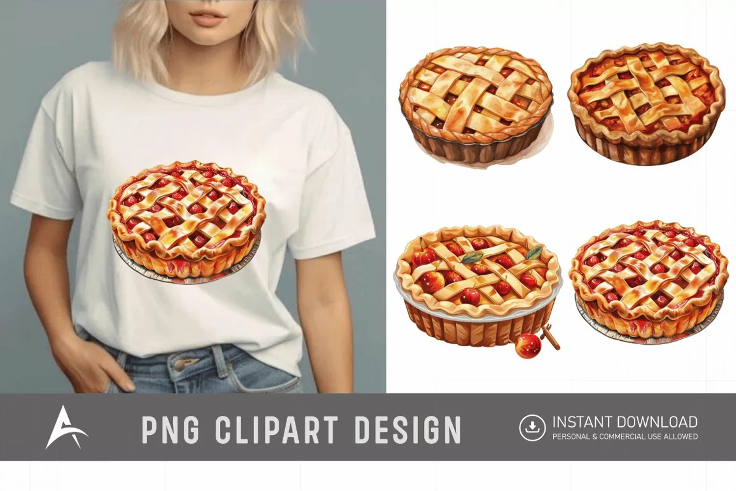 Watercolor Pie Sublimation Clipart product image 1