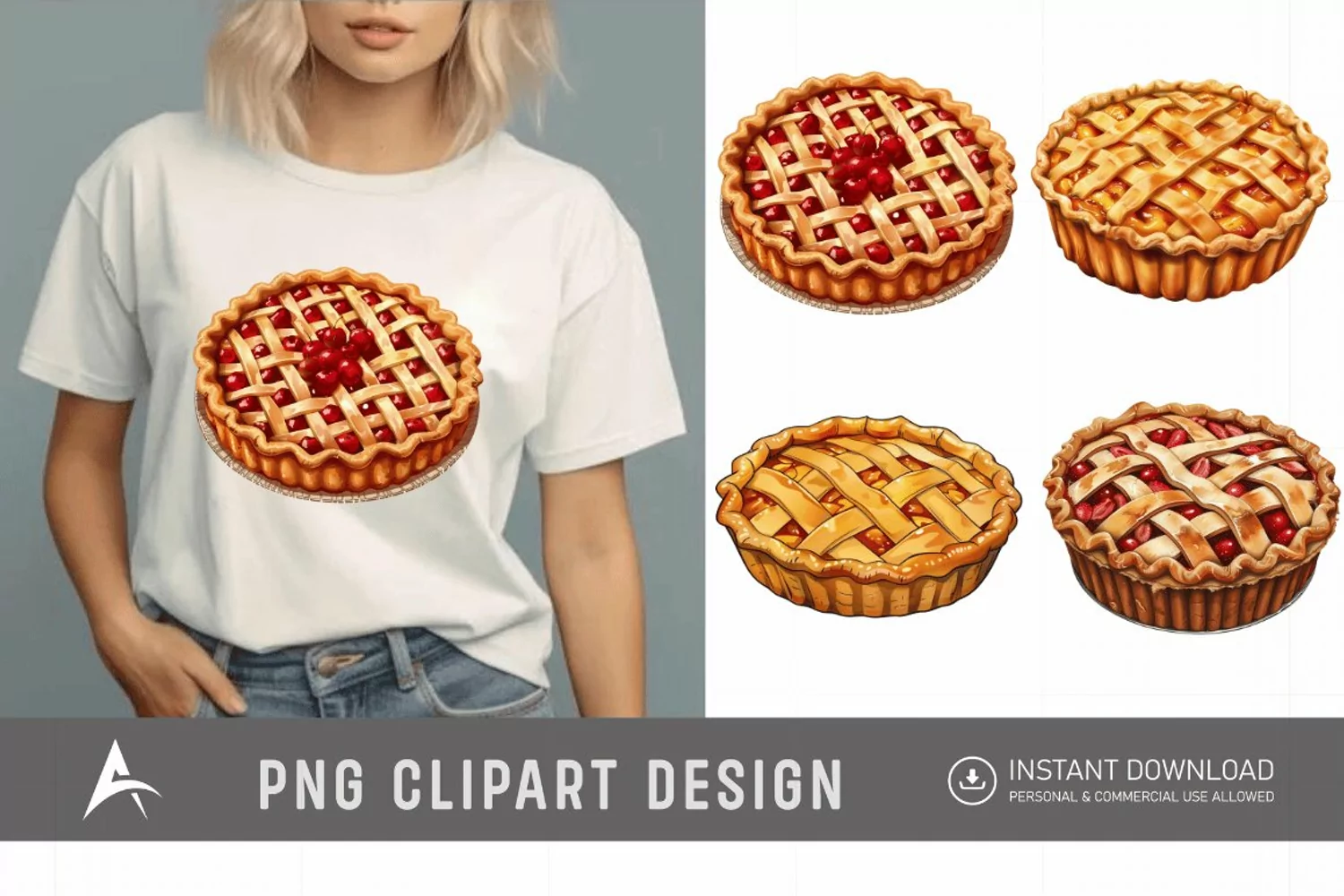 Watercolor Pie Sublimation Clipart product image 1