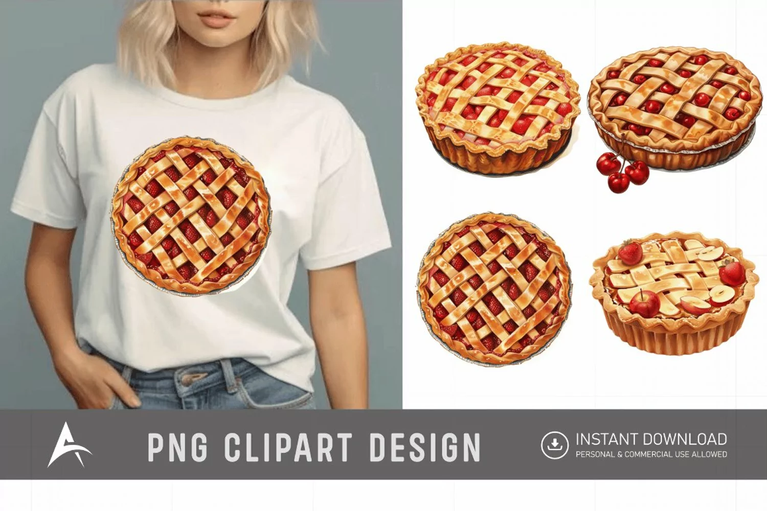 Watercolor Pie Sublimation Clipart product image 1