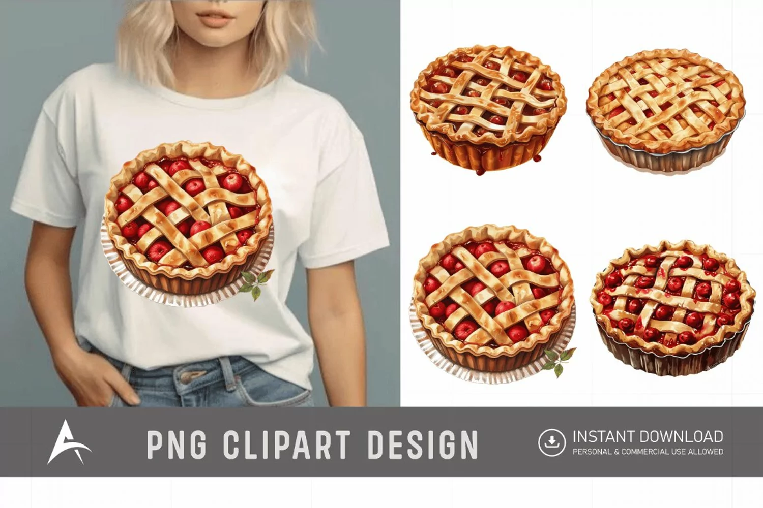 Watercolor Pie Sublimation Clipart product image 1