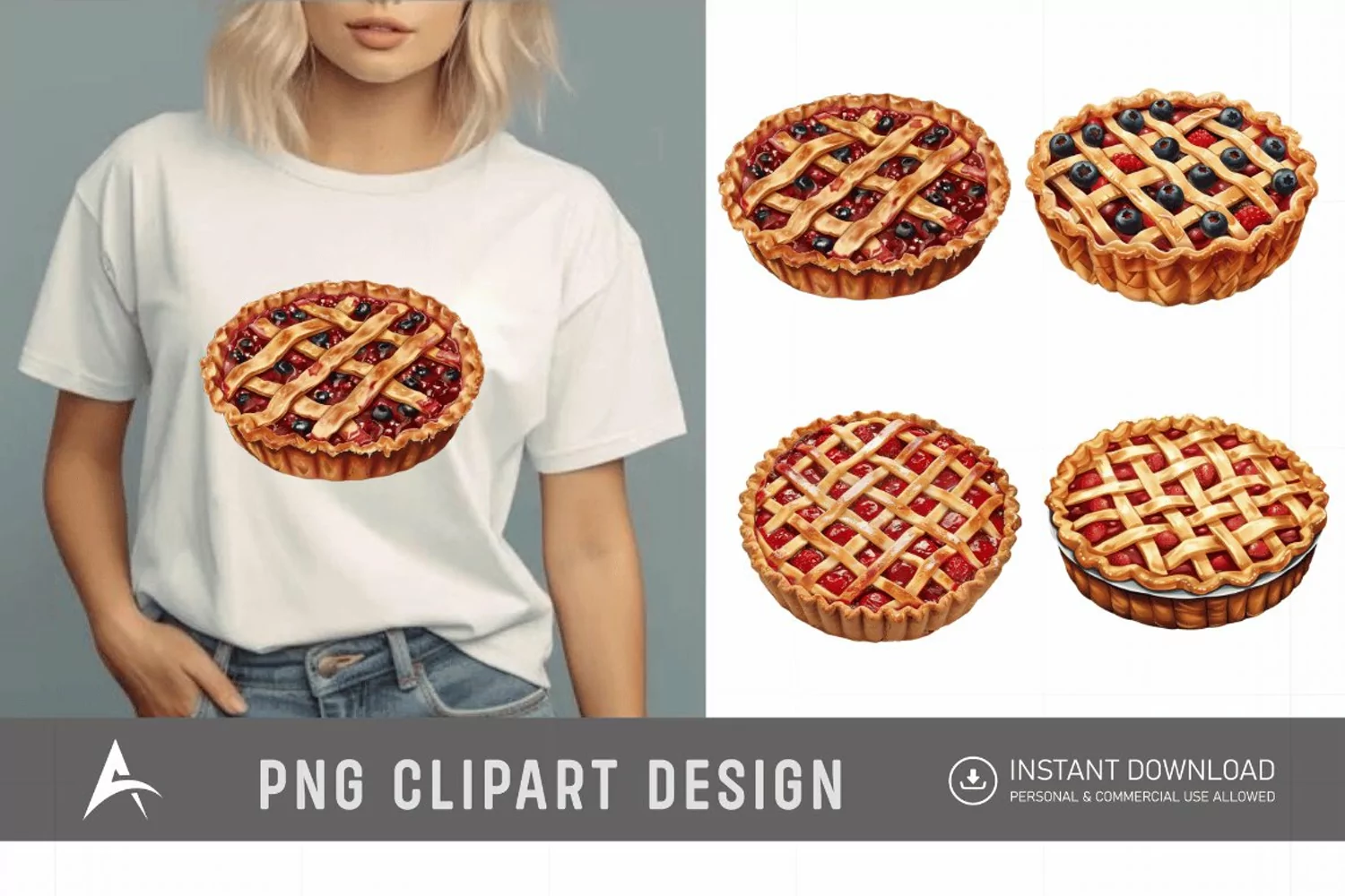 Watercolor Pie Sublimation Clipart product image 1