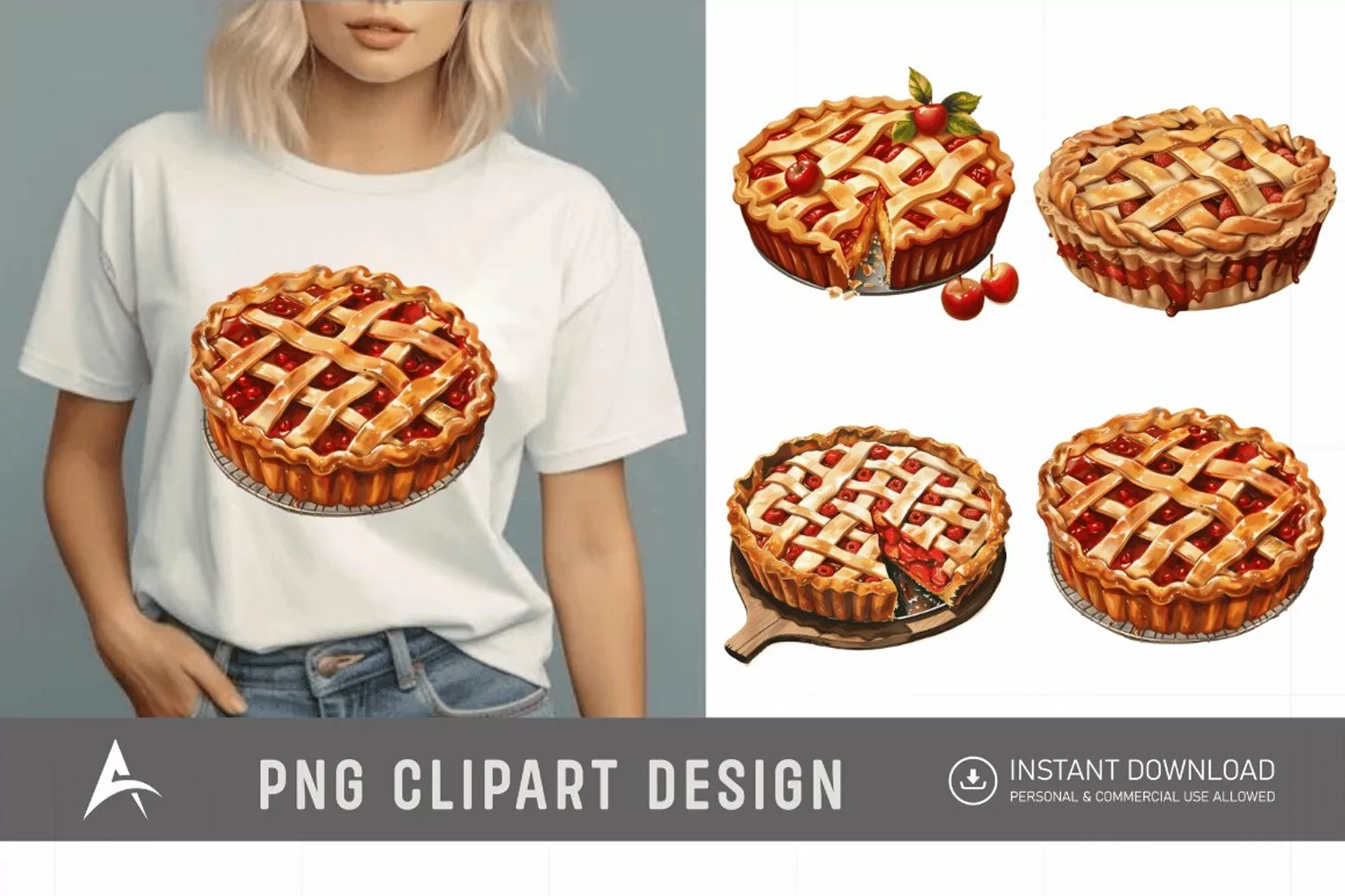 Watercolor Pie Sublimation Clipart product image 1