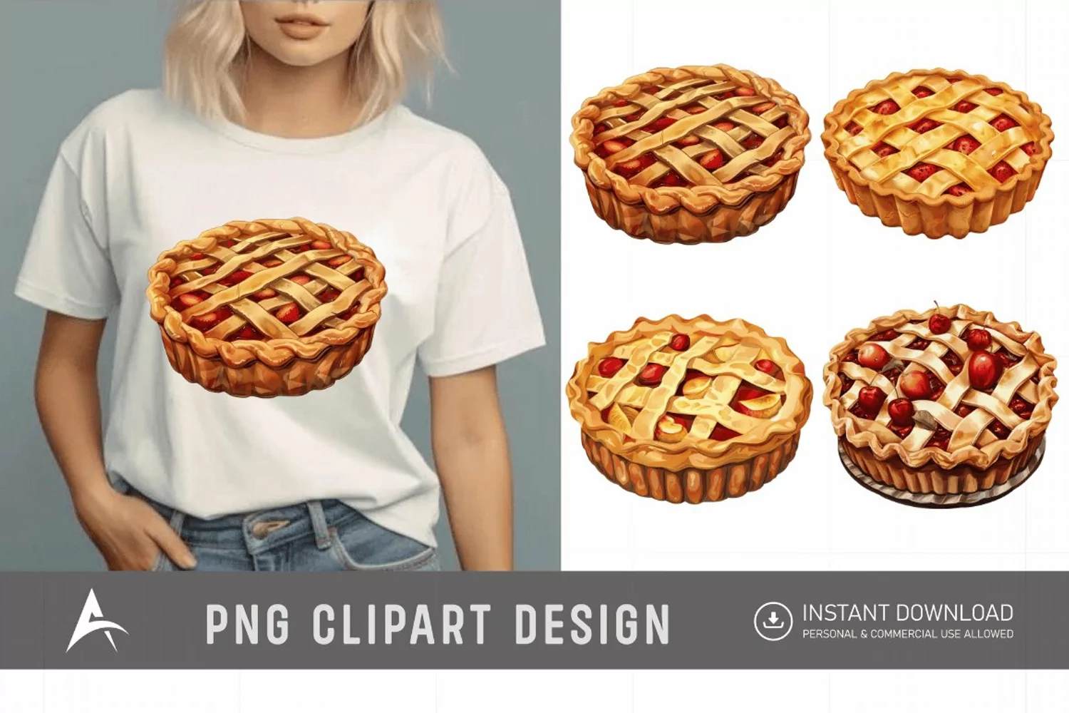 Watercolor Pie Sublimation Clipart product image 1