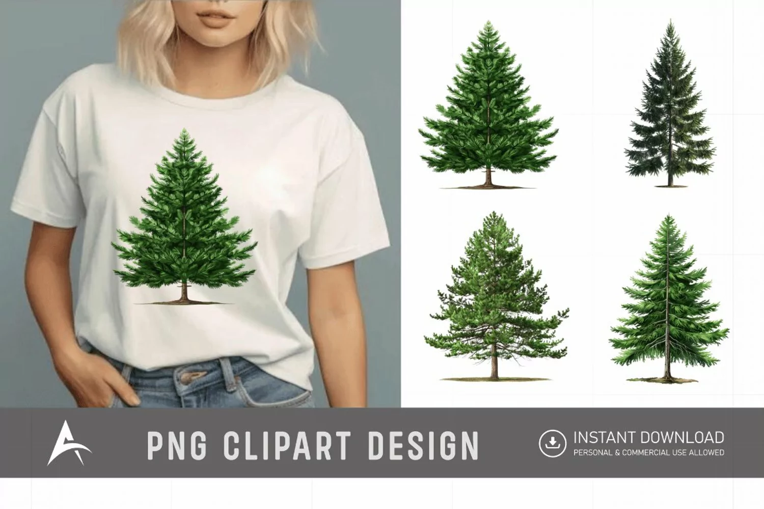Watercolor Pine Tree Clipart product image 1