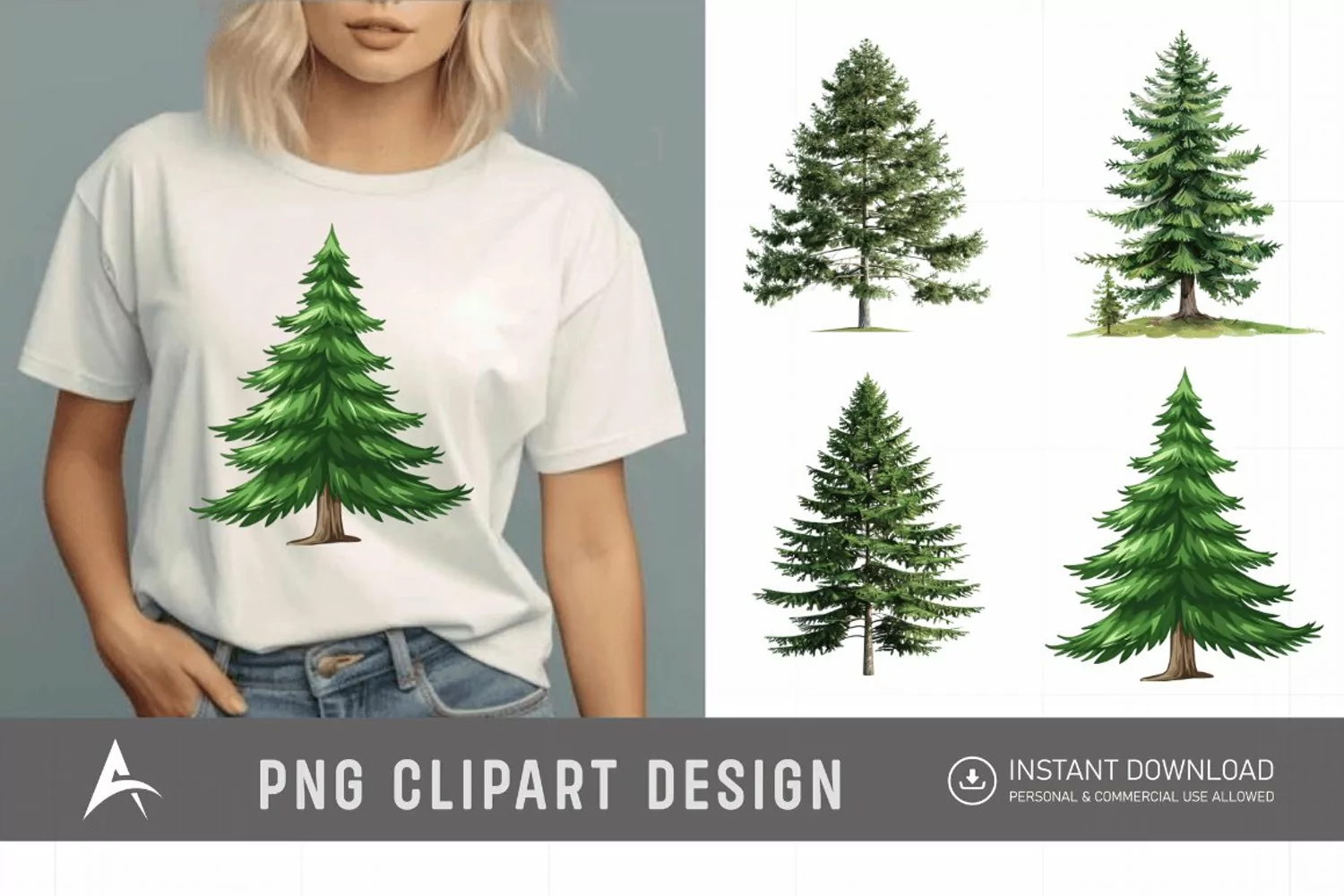 Watercolor Pine Tree Clipart product image 1