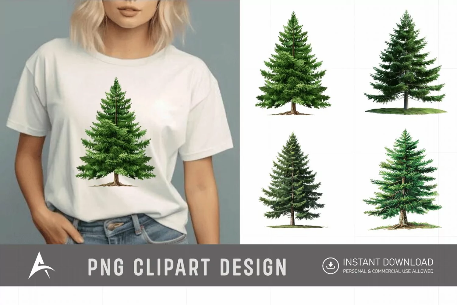 Watercolor Pine Tree Clipart product image 1
