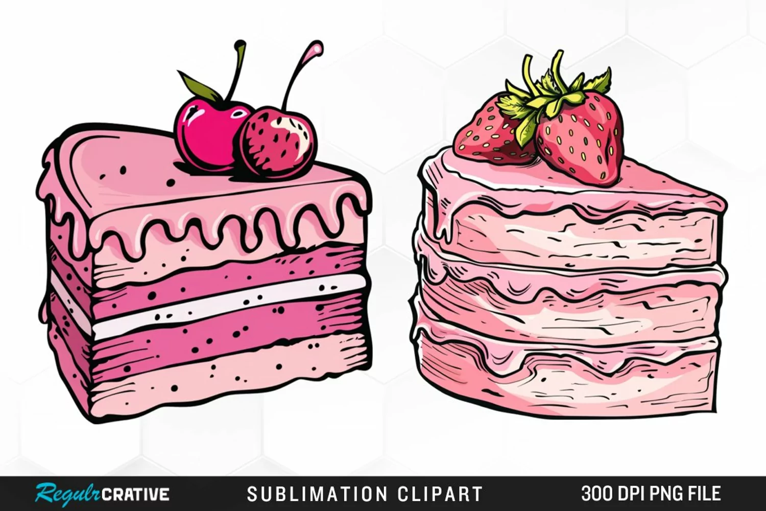 Watercolor Pink Cake Image Clipart product image 1
