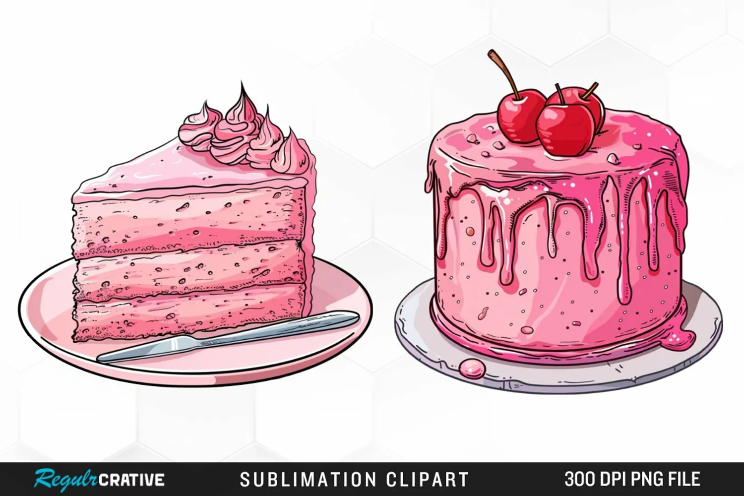 Watercolor Pink Cake Image Clipart product image 1