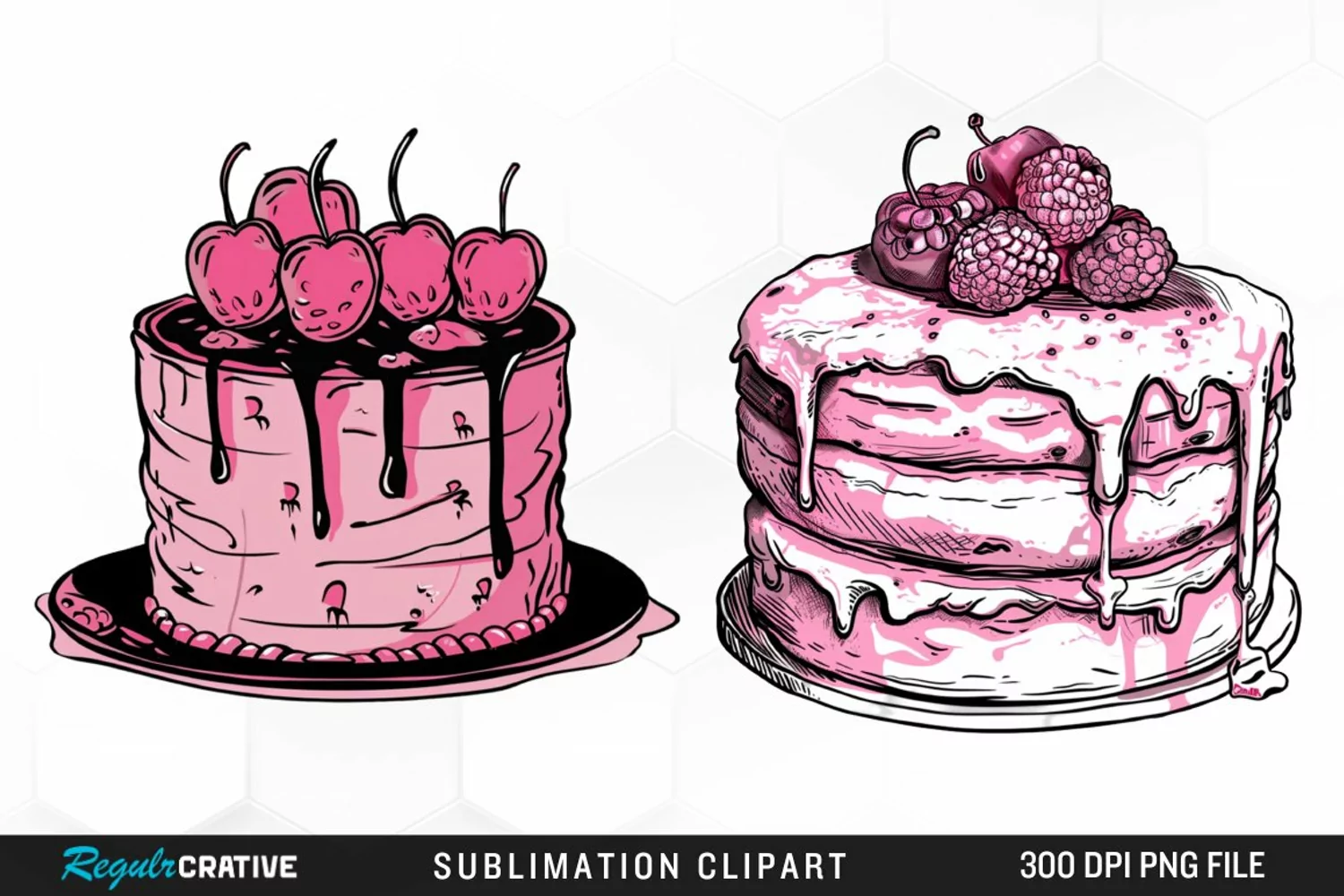 Watercolor Pink Cake Exquisite Clipart product image 1