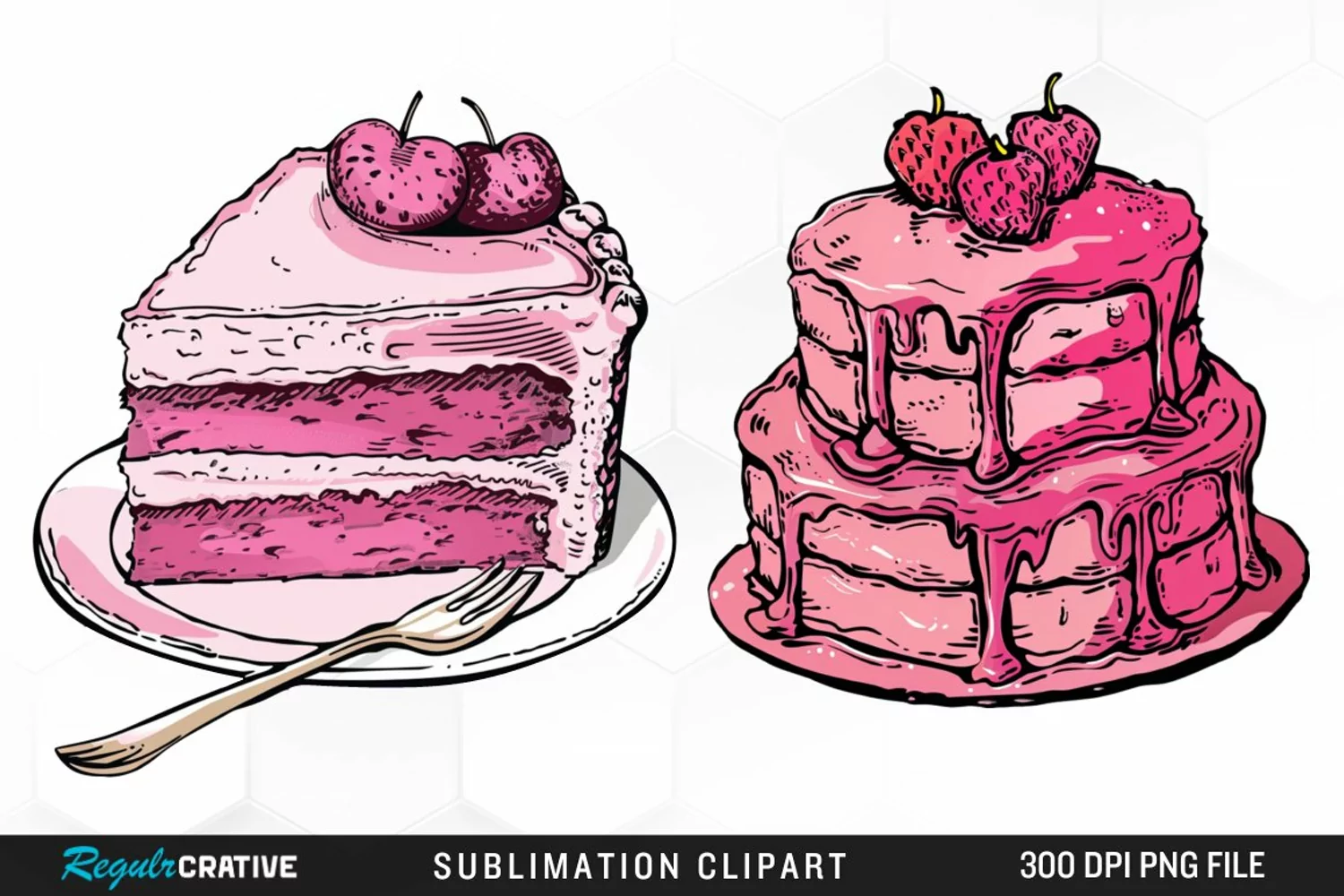 Watercolor Pink Cake Exquisite Clipart product image 1