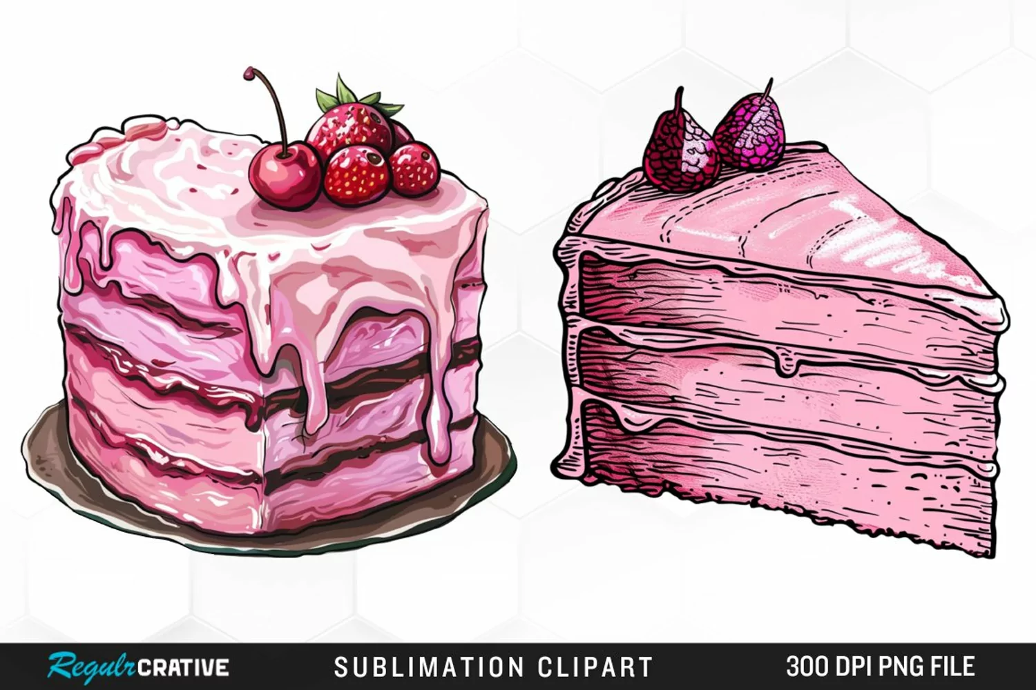 Watercolor Pink Cake Exquisite Clipart product image 1