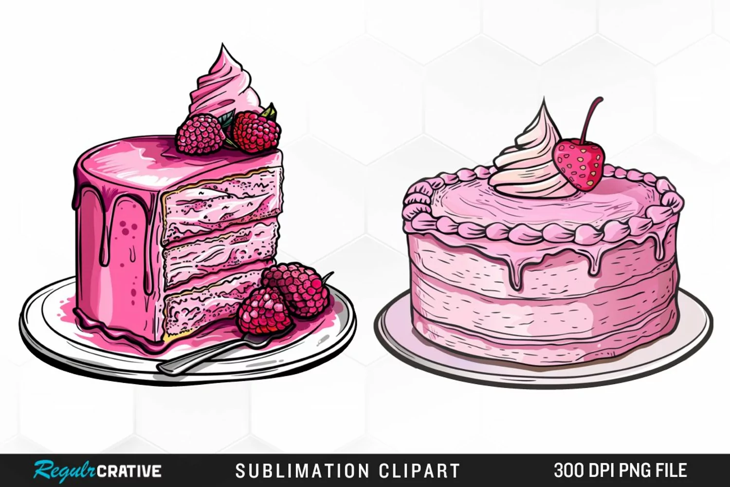Watercolor Pink Cake Exquisite Clipart product image 1