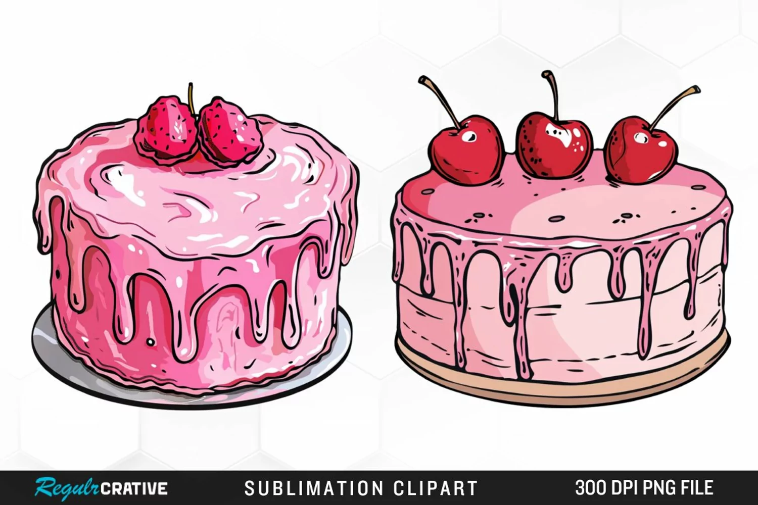 Watercolor Pink Cake Exquisite Clipart product image 1