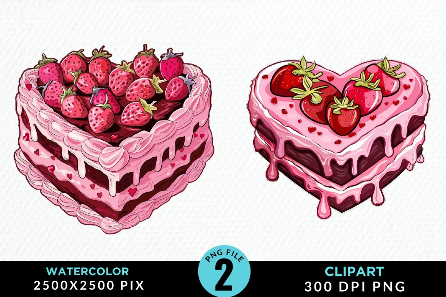 Watercolor Pink Valentines Design Clipart product image 1