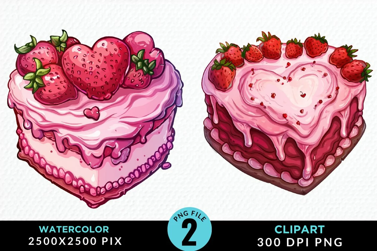 Watercolor Pink Valentines PNG Clipart product image 1