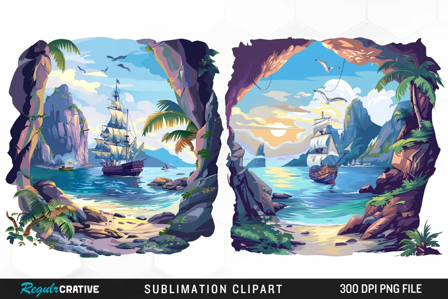 Watercolor Ship Pirates Cove Exquisite Clipart product image 1