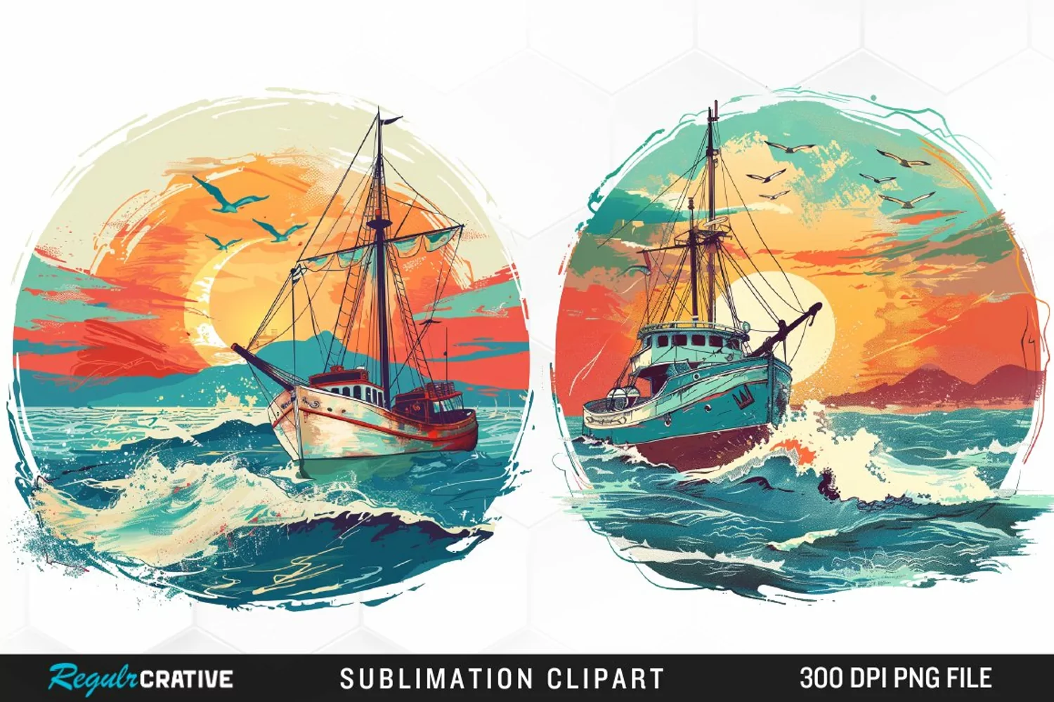 Watercolor Ship Pirates Cove Exquisite Clipart product image 1