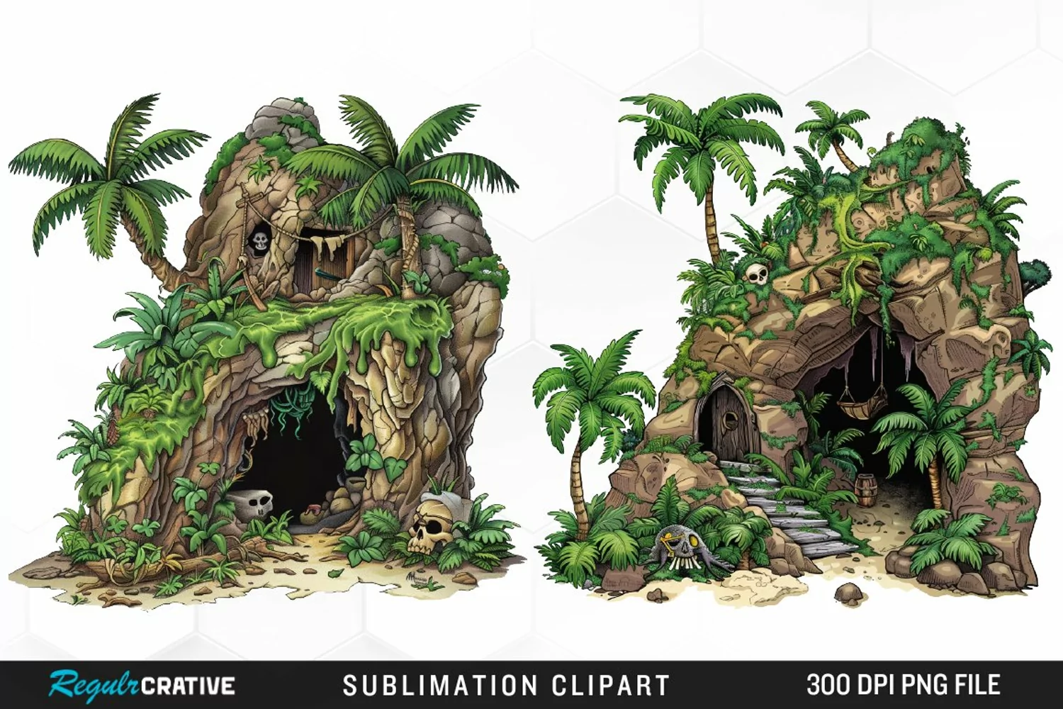 Watercolor Pirates Cove Image Clipart product image 1