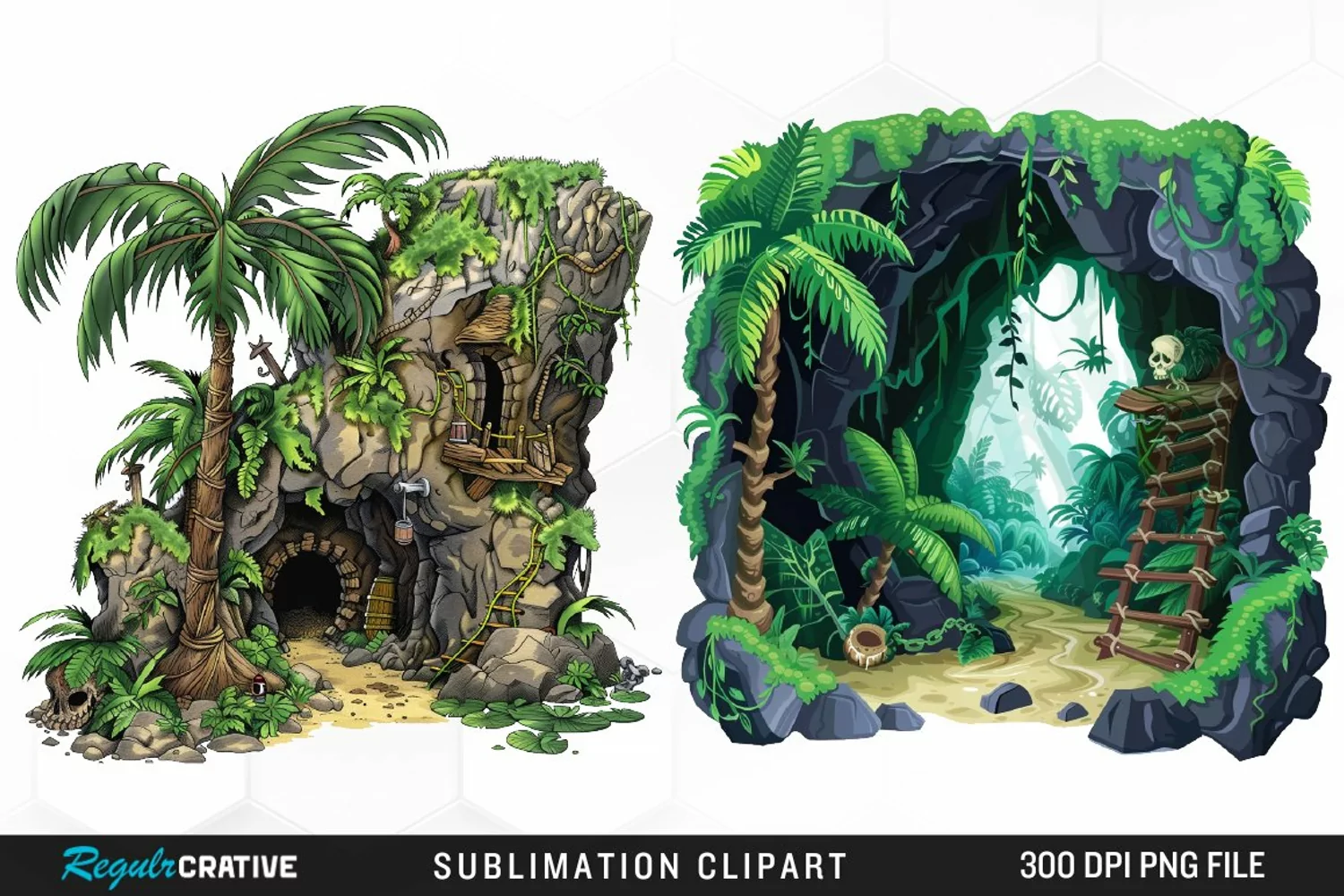 Watercolor Pirates Cove Image Clipart product image 1