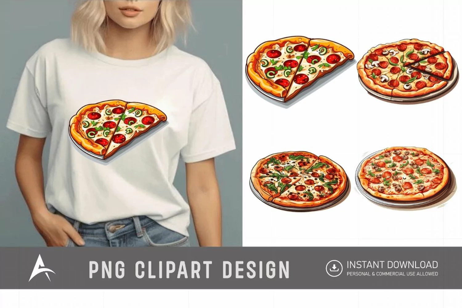 Watercolor Pizza Sublimation Clipart product image 1