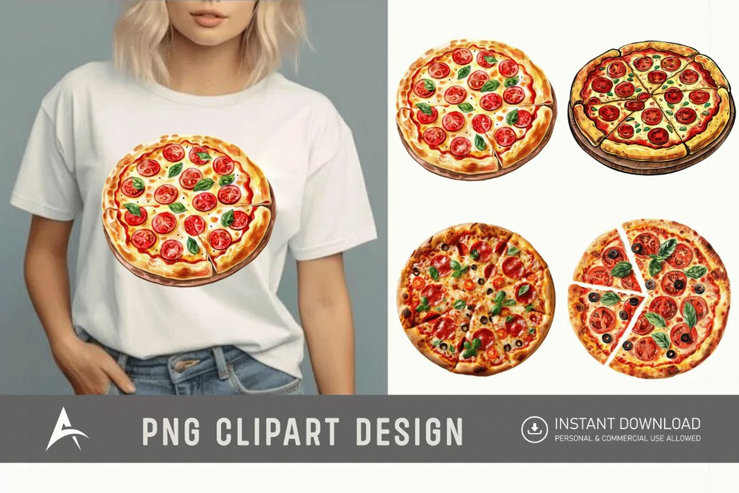Watercolor Pizza Clipart product image 1
