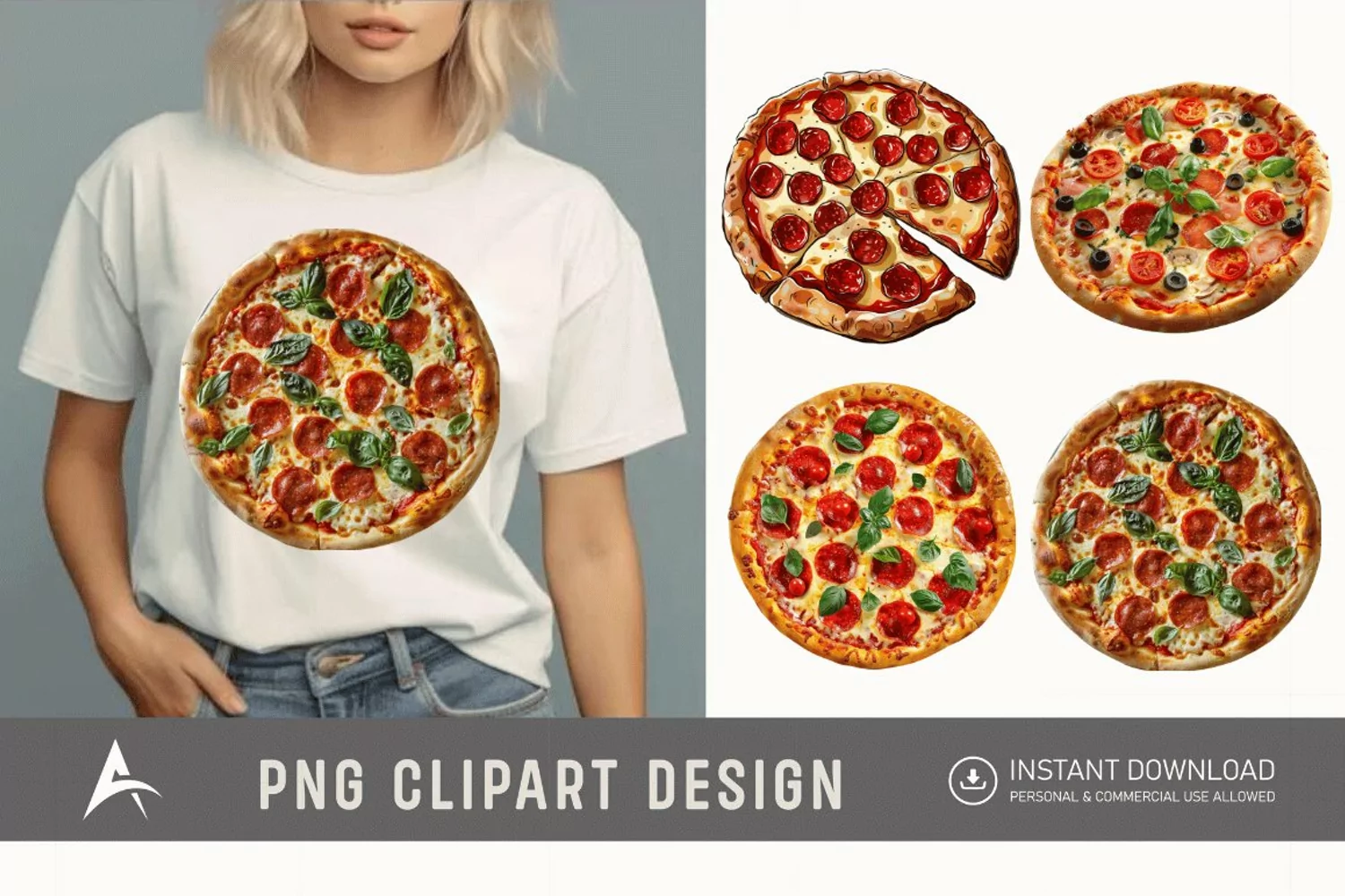 Watercolor Pizza Clipart product image 1