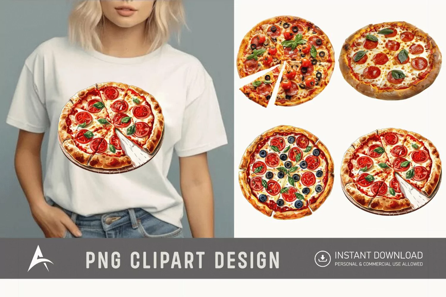 Watercolor Pizza Clipart product image 1