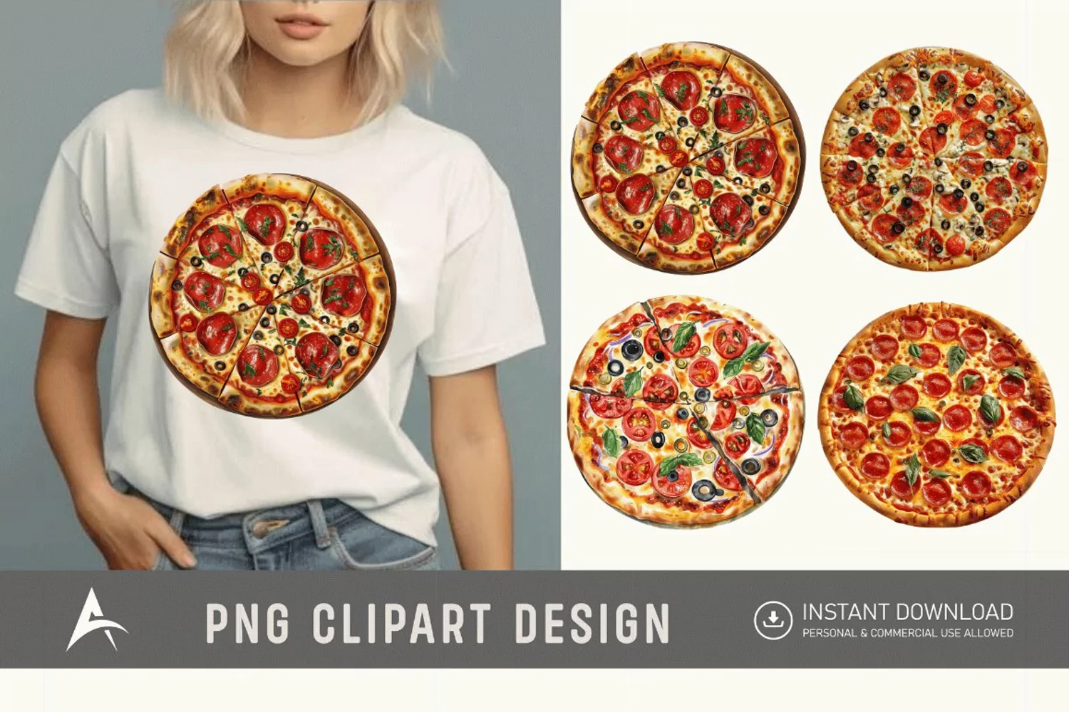 Watercolor Pizza Clipart product image 1
