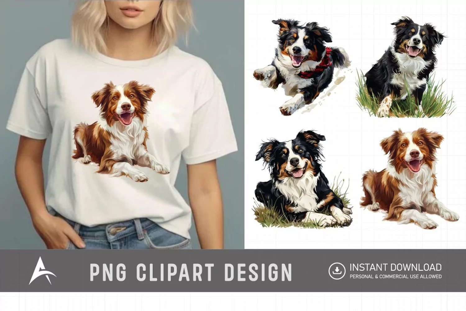 Watercolor Playful Farm Dog Clipart product image 1
