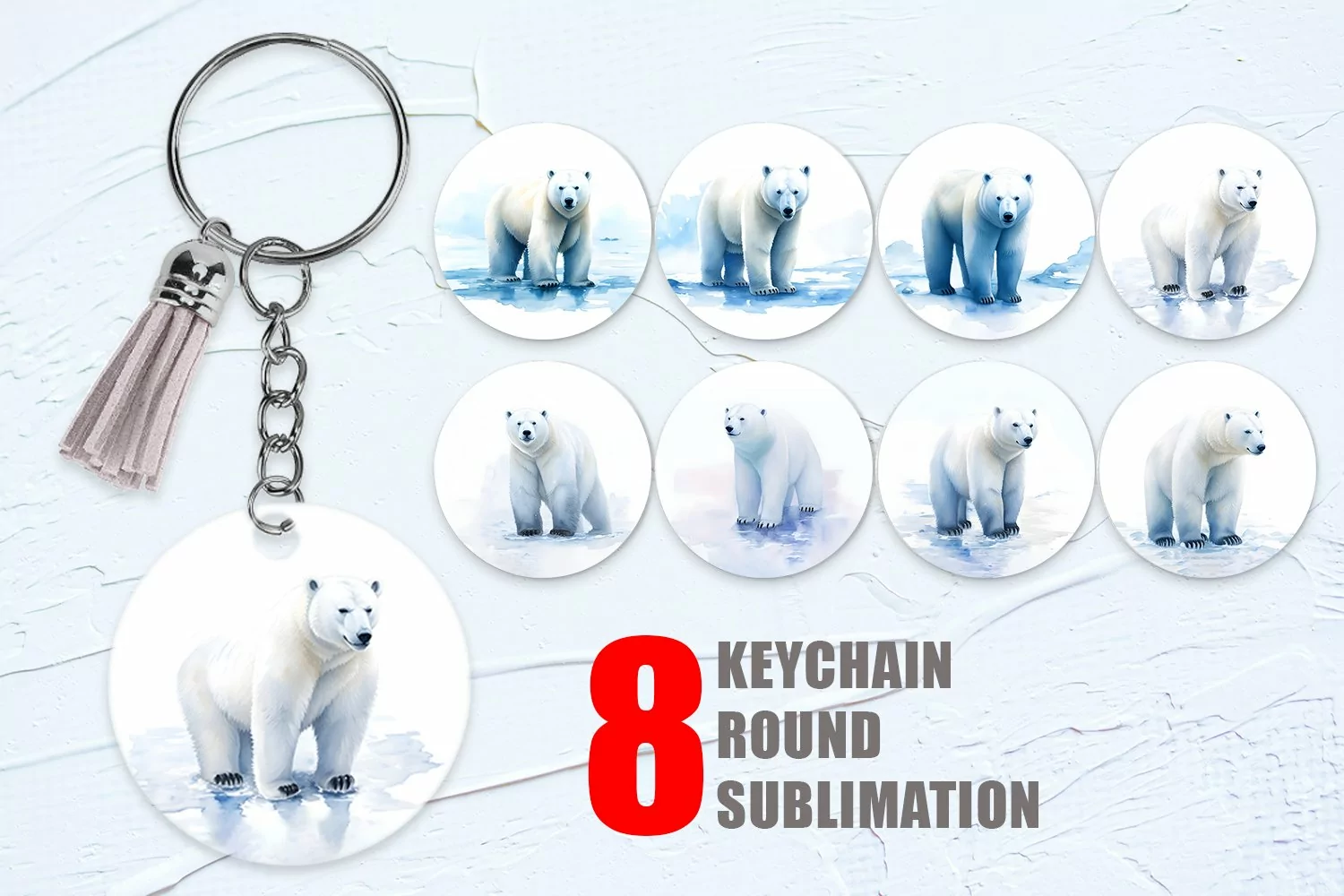 Watercolor Polar Bear Keychain | Keyring product image 1