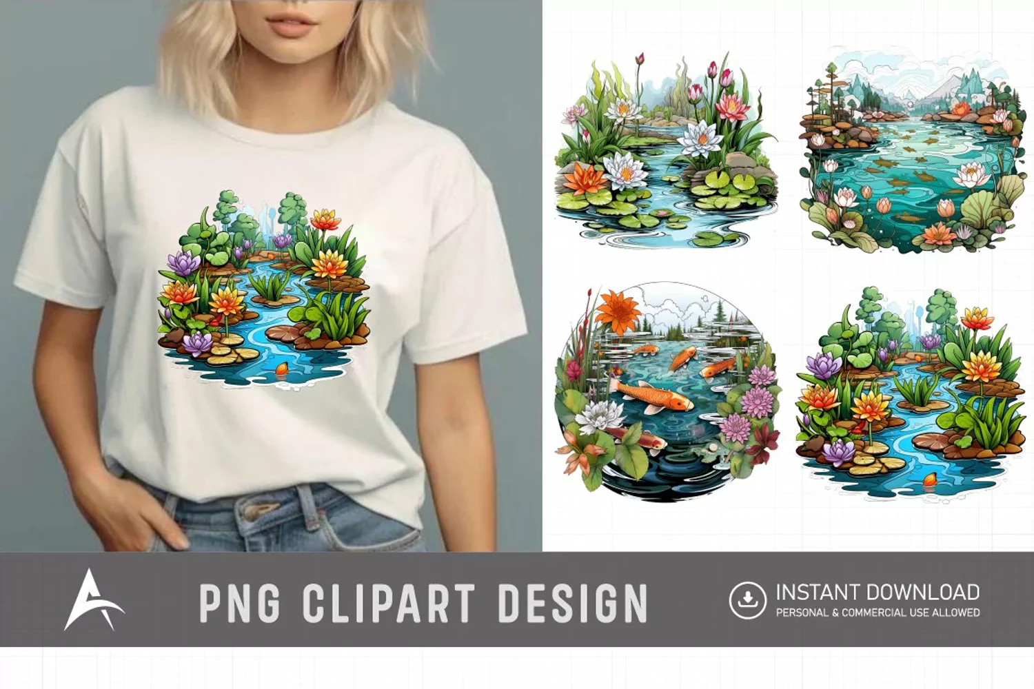 Watercolor Pond Clipart product image 1