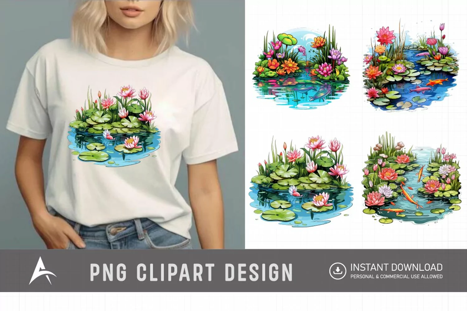 Watercolor Pond Clipart product image 1