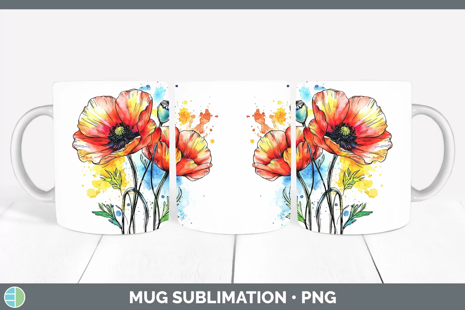GorgeousWatercolor Mug Wrap design.