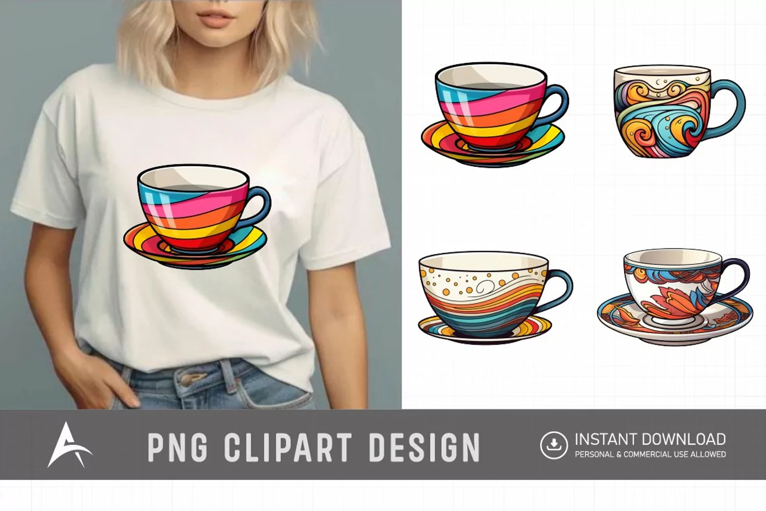 Watercolor Porcelain Cups Clipart product image 1