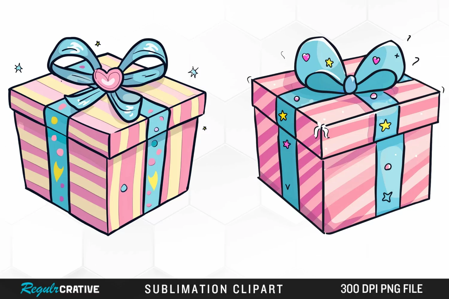 Watercolor Present Birthday Box Fun Clipart product image 1