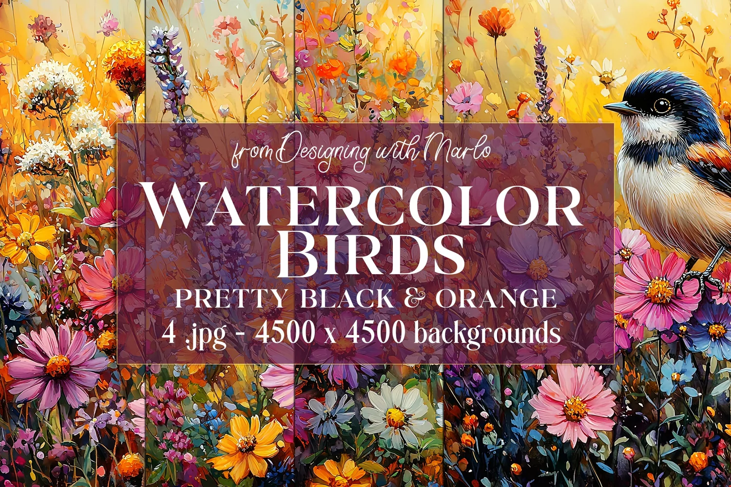 Watercolor Bird Backgrounds, Bird Cards, Bird Wall Art, s1 product image 1