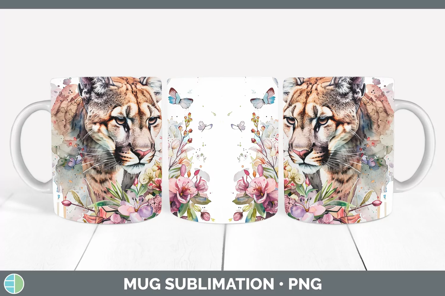GorgeousWatercolor Mug Wrap design.