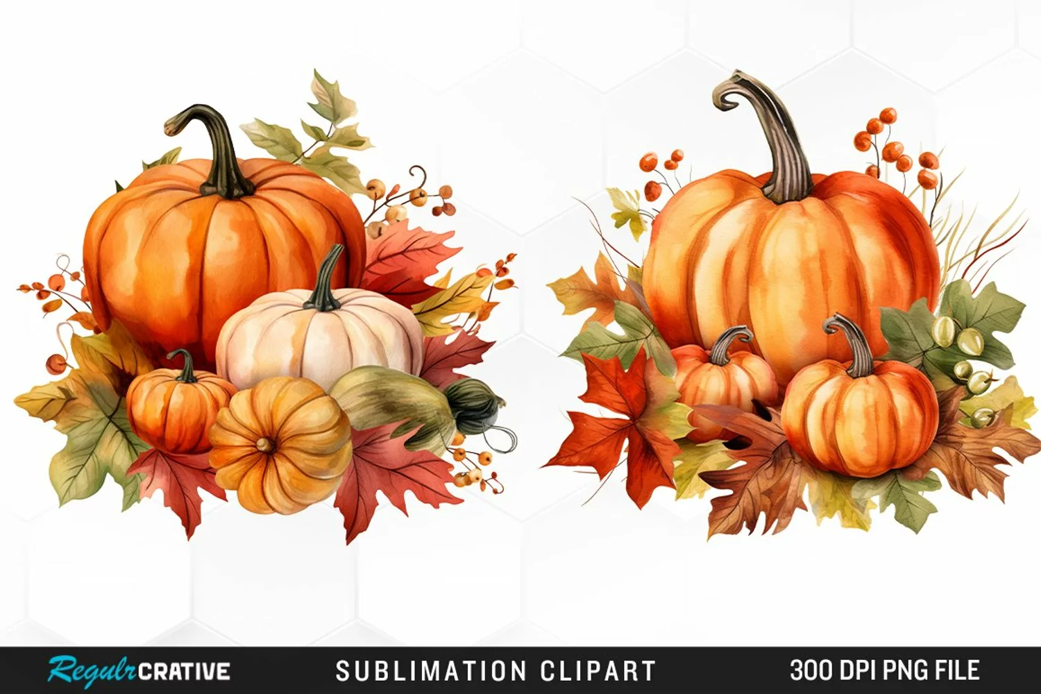 Watercolor Pumpkin Fall Illustration PNG Clipart product image 1