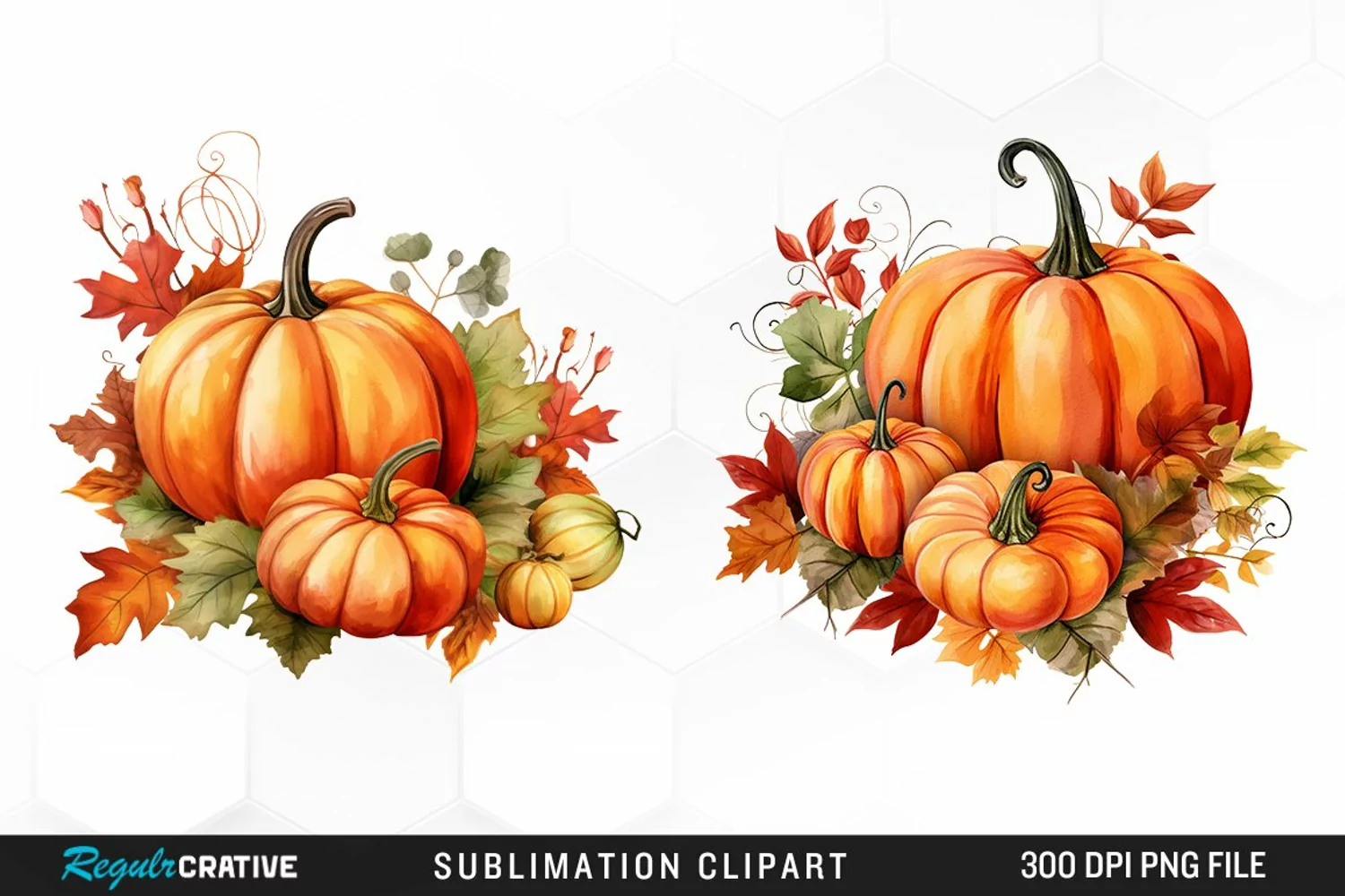 Watercolor Pumpkin Fall Illustration PNG Clipart product image 1